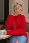 Red Crew Neck Oversize Women's Knitwear Sweater - 2