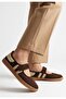 Brown Suede Velcro Women's Ballerinas