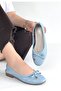 Blue Genuine Leather Women's Ballerinas - 2