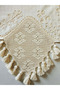 Ecru Buldan Linen-Handcrafted Lace Embroidered Tasseled Bohemian, Authentic, Vintage Kitchen and Living Room Curtain - 2