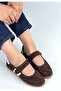 Brown Suede Velcro Women's Ballerinas - 4