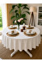 Pearl Velvet Textured White Round Tablecloth - 3