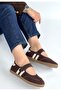 Brown Suede Velcro Women's Ballerinas - 5