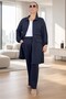 Zipper and Ruched Pocket Jacket with Elastic Waist Pocket Pocketed Ntolon Soft Fabric Plus Size Suit - 3