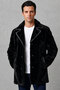 Black Richard Lined Wool Men's Genuine Leather Coat