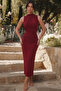 Draped Slit Midi Dress - 5