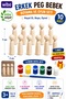 Male Peg Doll 10 Pieces Natural Wooden Painting Figure 7 cm 6 Colors Paint and Brush Gift