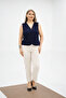 Plus Size Navy Blue V-Neck Classic Buttoned Blazer Vest - 3
