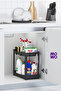 2-Piece Kitchen Bathroom Shelf Cabinet under Counter Top Spice Jar Detergent Cosmetic Makeup Organizer - 3