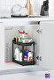 2-Tier Organizer Shelf with Wheels Black, Bathroom Cabinet, Kitchen Counter and Under Sink, Detergent Holder - 2