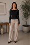 Women's Black Boat Neck Long Sleeve Basic Blouse - 6