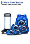 Astronaut Kids 3 Pcs Set (Trolly School Bag, Lunch Bag, Pencil Pouch) Rolling Backpack with Wheels, Convertible, Large Capacity, Side Pockets - 3