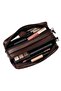 Faux Leather Double Compartment Pencil Case Dark Brown – Double Compartment Pen Holder with Internal Support - 6