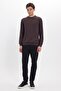 Men's Standard Fit Regular Cut Long Sleeve Extra Soft Modal Fabric Crew Neck Brown Sweatshirt - 2