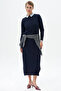 Half Turtleneck Knitwear Dress Navy Blue