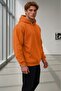 Men's Orange Hooded Cotton Sweatshirt