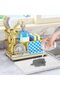 Stainless Steel Sink Caddy,Instant Drying Stone,3 Partition Kitchen Organizer,Black - 8