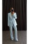 Women's Silver Detailed Classic Jacket and Trousers Set Baby Blue - 3