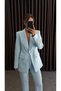 Women's Silver Detailed Classic Jacket and Trousers Set Baby Blue - 7