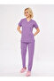 Lilac Stretch Fabric Unisex Batwing Sleeve Nurse and Doctor Uniform Set Scrubs Hospital Uniform - 7