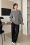 Gray Crew Neck Oversize Women's Knitwear Sweater - 5