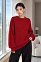 Red Crew Neck Oversize Women's Knitwear Sweater - 6