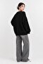 Black Crew Neck Oversize Women's Knitwear Sweater - 5