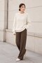 Ecru Crew Neck Oversize Women's Knitwear Sweater - 3