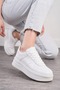 Women's White Sneaker Lace-Up Lightweight Thick High-Sole Breathable Daily Walking Sports Shoes 451 - 8