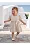 Square Collar Embroidered Dress for 6-18 Months - Beige