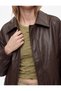 Zippered Classic Collar Faux Leather Crop Bomber Jacket - 4