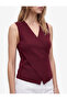 Slim Fit Layered Sleeveless Viscose Blend V-Neck Blouse - 4
