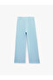 Striped Detailed Elastic Waist Three-Thread Ribbed Wide-Leg Sweatpants - 6