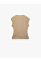 Slim Fit Wrinkled Fabric Textured Double-Breasted Sleeveless Blouse with Metal Accessories - 6