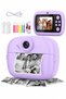 Instant Print Camera for Kids, 1080P HD Instant Print Photo with 3 Rolls Photo Paper & 5 Color Pens & DIY Graffiti, Birthday Gifts for Boys Girls (Purple)