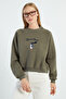 3 Thread Penguin Embroidered Crop Sweatshirt - 5