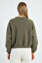 3 Thread Penguin Embroidered Crop Sweatshirt - 8