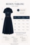 Navy Blue Women's Dress with Parachute Skirt , Polo Collar, Belt Detail, Short Sleeves, and Double Pocketed . - 6