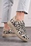 Casual Women's Sneaker Leopard Patterned Lace-Up Oval Toe High Thick Heeled Sports Shoes 313 - 6