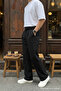 Men's Fabric Baggy Pleated Black Trousers - 5