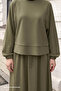 Basic Piped Skirted Modal Set - Khaki - 2