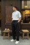 Men's Fabric Baggy Pleated Black Trousers - 4