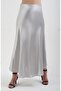 Silver Satin Bias Skirt - 3