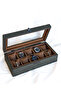 10-Piece Watch Box, Green Nubuck Fabric Covered, Special Production, Handmade, Accessory Organizer