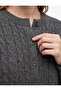 Hair Braid Textured Buttoned Regular Fit Crew Neck Long Sleeve Knitwear Cardigan - 5