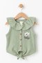 My Little One's Lily Flower Embroidered Summer Girls' Shorts Set - Green - 4