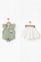 My Little One's Lily Flower Embroidered Summer Girls' Shorts Set - Green - 5