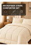 Stripe Comforter Set- Ultra Soft Brushed Microfiber Fabric, Soft Siliconized Fiber Filling - 5