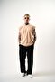 Men's Basic Zero Sleeve Oversize T-Shirt Beige - 5