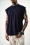 Men's Basic Zero Sleeve Oversize T-Shirt Indigo - 4